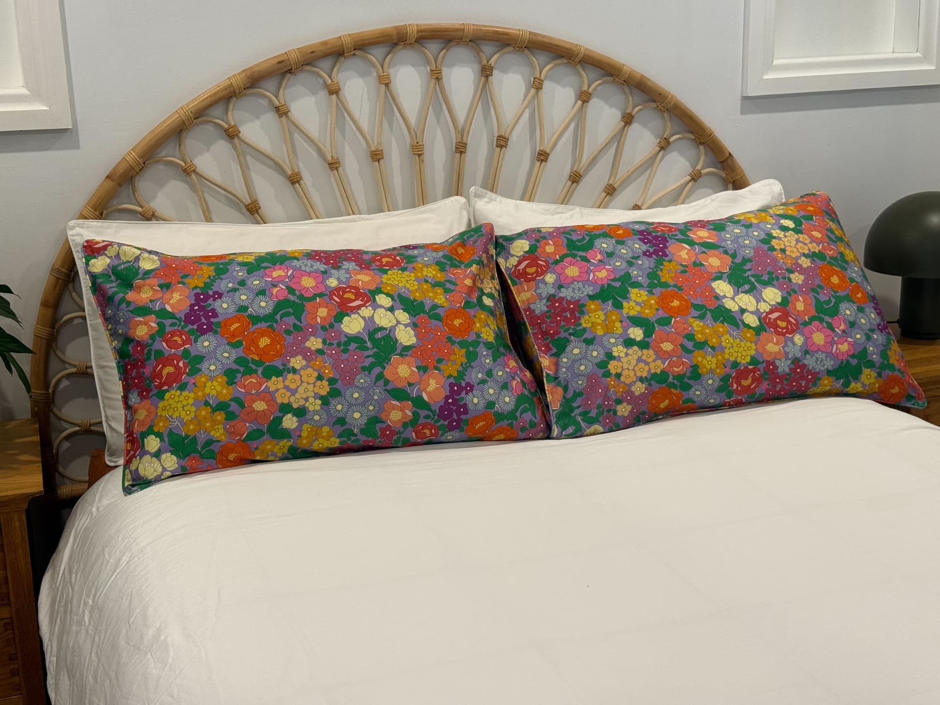 Hazel Parlour pillowcases styled on bed